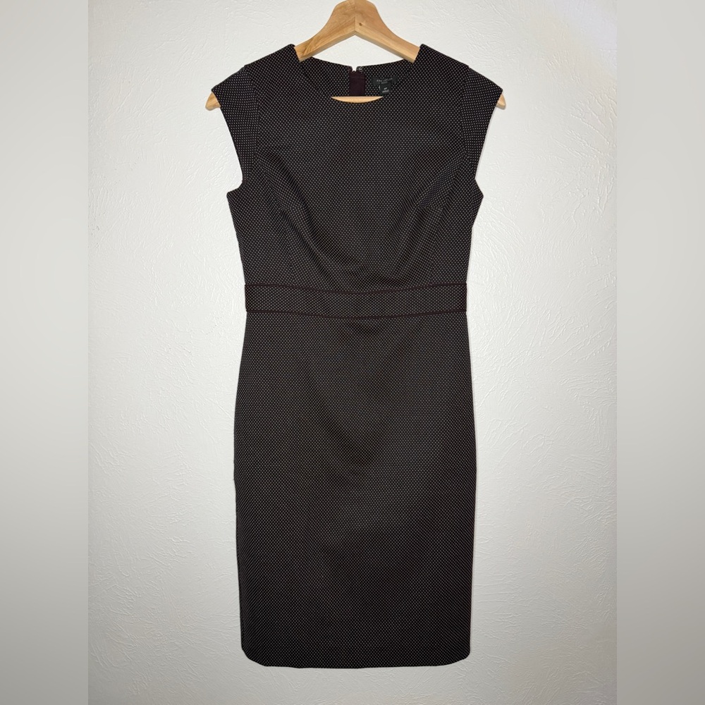 Ann Taylor Plum Textured Cap-Sleeve Sheath Dress